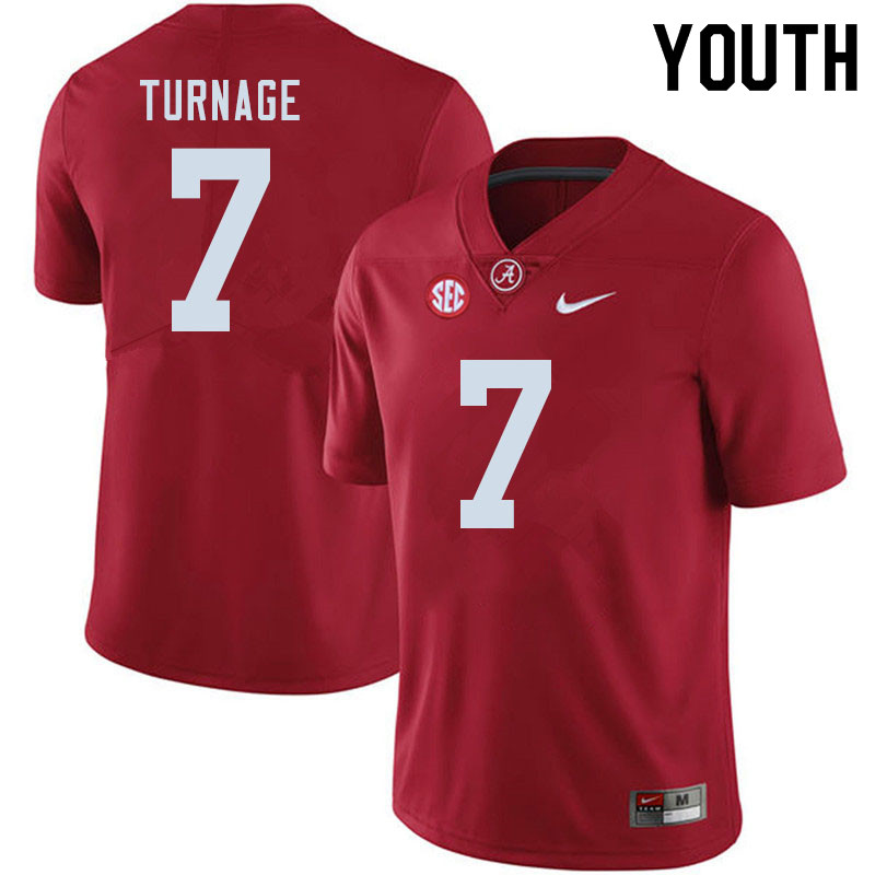 Youth #7 Brandon Turnage Alabama Crimson Tide College Football Jerseys Sale-Crimson